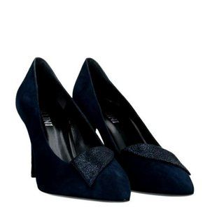 Pollini, High-Heeled Navy Suede Shoes, Size 6, Worn Once, Excellent Condition